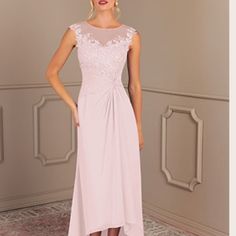 Beautiful Dress. Bought For A Mother Of The Bride Dress, Blush Pink Color, Nwt, No Alterations. Lace And Sequin Top, High Low Skirt. Pale Pink Mother Of The Bride Dresses, Blue High Low Dress, Dress Blush Pink, Womens Wrap Dress, Blush Pink Color, High Low Skirt, Hi Low Dresses, Floral Sundress, Silk Midi Dress