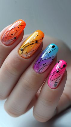 Summer Nail Designs Cut Dog Nails, Neon Nail Art, Pink Chrome Nails, Heart Nail Designs, Glittery Nails, Nail Art Trends, Colorful Nail, Latest Nail Art