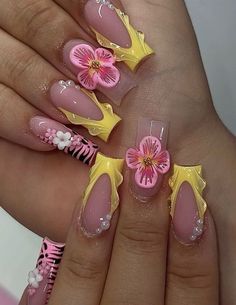 Pink Tip Nails, Long Acrylic Nail Designs, Glamour Nails, Colored Acrylic Nails, Really Cute Nails, Acrylic Nails Coffin Pink