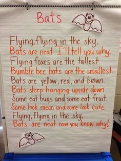 a sign with writing on it that says bats flying in the sky, and an orange bat