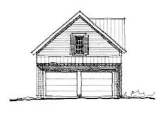 a drawing of a house with two garages on the front and one car door