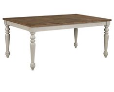 a wooden table with white legs on a white background