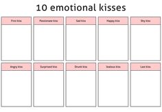 a printable valentine's day card with the words, 10 emotions kisses