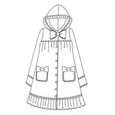 a drawing of a coat with bows on the collar