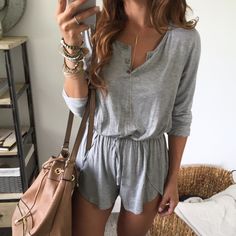 pinterest ↠ beccaadownss_ Button Romper, Mode Shoes, Outfit Trends, Long Sleeve Romper, Outfits Casuales, Look Fashion