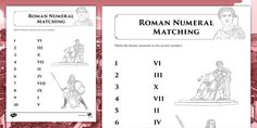 roman numeral matching worksheet with pictures