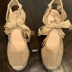 New, Never Been Worn Espadrilles From Zara. Casual Lace-up Wedge Sandals With Woven Sole, Platform Espadrilles With Round Toe For Day Out, Platform Closed Toe Espadrilles For Day Out, Beige Lace-up Espadrilles With Woven Sole, Casual Lace-up Beach Heels, Beige Ankle Strap Espadrilles In Straw, Casual Straw Espadrilles With Ankle Strap, Brown Straw Heels For Vacation, Chic Espadrilles For Day Out