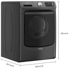 the front load washer is shown with measurements