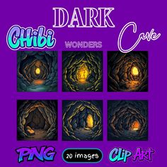 the dark cave slot machine is shown with four different images and text that reads,'dark