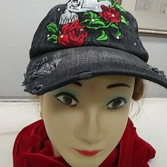 Hat/Skull N Roses With Rhinestones Code2hats Rose Hat, Hats Accessories, Women's Hats, Hats For Women, Bucket Hat, Accessories Hats, Roses, Hats, Women Shopping