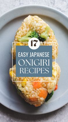 an easy japanese omgiri recipe with broccoli, carrots and rice