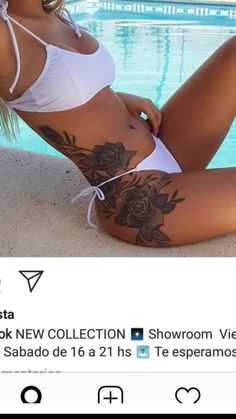 Thigh To Side Tattoo, Waist To Hip Tattoo, Hip And Side Tattoos Women, Hip Waist Tattoos Women, Hip Waist Tattoo, Side Of Thigh Tattoo, Side Waist Tattoos Women, Full Side Tattoos Women, Side Body Tattoos For Women