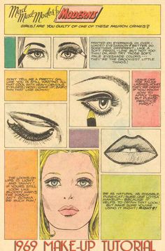 Make Up Guide, 1960s Makeup, Hippie Makeup, Vintage Makeup Ads, 60s Makeup, Makeup Ads, Makeup Lessons