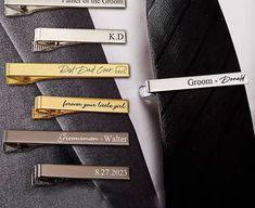 "Personalized Tie Clip - Custom Engraved Tie Bar - Perfect Gift for Him" Enhance your style with our exquisite custom tie clip, crafted to add a touch of sophistication to any ensemble. Made from premium stainless steel, this tie bar combines elegance with durability, ensuring it remains a staple accessory for years to come. - **High-Quality Material Made from durable stainless steel that resists tarnishing and retains its shine. - **Custom Engraving Personalize your tie clip with initials, name Custom Tie Clip, Personalized Tie Clip, Letter Designs, Personalized Tie, Groomsmen Gifts, Custom Ties, Tie Pin, Tie Clips, Perfect Gift For Him