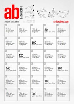 the ab workout plan is shown in red and white, with instructions for how to do it