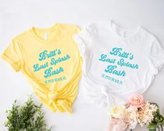 two t - shirts with the words bridal's best splash bash on them