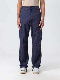 Pants CARHARTT WIP Men color Blue Pantalon Carhartt, Carhartt Work In Progress, Men Carhartt, Pants For Men, Italian Fashion Designers, Pants Men, Carhartt Wip, Blue Pants, Work In Progress