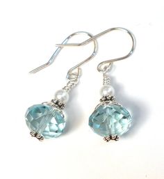 Glass Crystal Earrings, Diy Simple Earrings, Light Blue Earrings, Diy Light