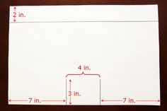 a piece of white paper with red lines on it and the measurements for each line