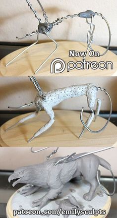 three different pictures of the same animal on a wooden table with text overlay that says now on patreon