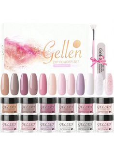 [Classic Dip Powder Nail Kit]: Discover 12 popular and stylish colors that are especially perfect for fall. With 15000+ shade combinations possible, you can play with various looks. And you will get 12 colors dip powder, nail file and nail brush. [Salon Quality & 21+ Days Long Lasting]Gellen dip powder is a fine powder with anti-chip, unrivaled shiny and vivid, non-yellowing, and superb adhesion properties. Most fashionable style colors, lightweight, breathable, and waterproof. It can last for m Powder Glitter Nails, Pastel Lavender, Nail Dip Powder, Nail Brush, Dip Powder Nails