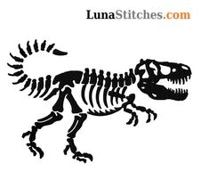 a dinosaur skeleton is shown in black and white