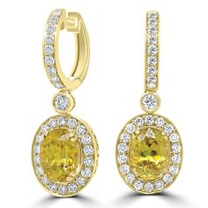 Shimmering waves of an oval-cut Sphere and 14K yellow gold come together to display exceptional craftmanship through this stunning piece. These earrings are surrounded by round-cut Diamonds that create a sparkling look. Product Information SKU ADG70008 Metal Type 14K Metal Color Yellow Gold Primary Stone Gemstone Name Sphene Gemstone Species Titanite No. Of Gemstones 2 Gemstone Shape Oval Gemstone Color Green Gemstone Grade - Gemstone Clarity - Gemstone Weight 4.61 cts Gemstone Size 9X7 Gemstone Sphene Gemstone, Jewelry Design Earrings, Design Earrings, Green Gemstones, Lovely Jewellery, Round Cut Diamond, Metal Color, Diamond Gemstone, Gemstone Colors