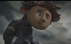 an animated image of a boy with curly hair