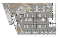 an office floor plan with several tables and chairs