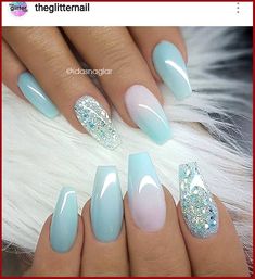 Nails Healthy, Nails With Glitter, Glitter Accent Nails, Winter Nails Acrylic, Ombre Nail Designs, Pretty Acrylic Nails