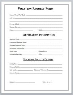 an application form for the vocation request form