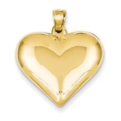 14KT Yellow Gold 3-D Hollow Puffed Heart Charm Summer Jewelry Trends, Jump Ring Jewelry, Gold Heart Locket, Trending Necklaces, Earring Trends, Black Diamond Ring Engagement, Love Jewelry, Puffed Heart, Puffy Heart