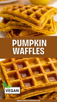 pumpkin waffles are stacked on top of each other