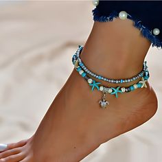 Embrace the beauty of boho anklets and the mystical spirituality of yoga with our Boho Style Conch Shell Anklet. This bohemian anklet is designed to enhance your style and resonate with your inner mystic, making it a perfect accessory for any occasion. Thoughtfully crafted from high-quality alloy material, it ensures durability and a lasting shine. Silver Bohemian Strand Anklets, Silver Bohemian Anklets For Beach Season, Hippie Beaded Bracelets For Beach, Silver Bohemian Bracelets For Beach Season, Bohemian Silver Jewelry For Beach Season, Silver Bohemian Jewelry For Beach Season, Spiritual Beaded Anklets For Beach, Bohemian Anklets For Beach, Bohemian Jewelry For Beach Season Festival