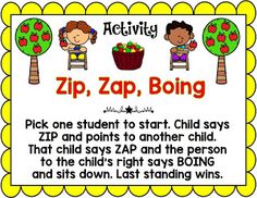 a sign with the words zip, zap, bong and apples on it