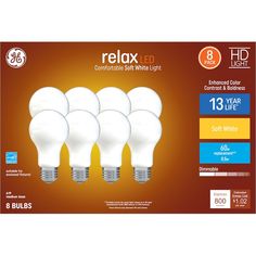 six light bulbs are shown in the package