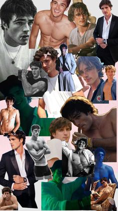 the collage shows many different pictures of men