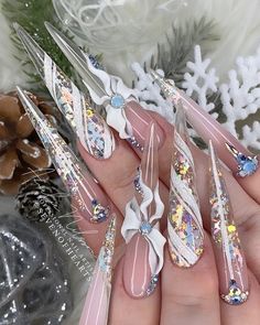 2k Nails, Nails Noel, Nails Box, Nail Bling, Shiny Nails Designs, Secret Nails, Luminous Nails, Crazy Nail Art, New Years Eve Nails