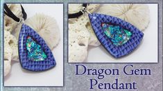 the dragon gems pendant is blue and has a black ribbon around it's neck