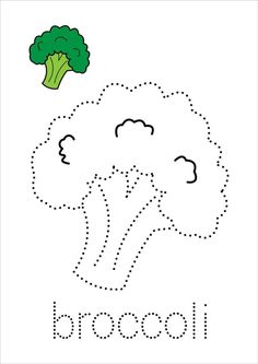 a broccoli drawing worksheet with the word broccoli on it