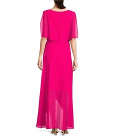 Jessica Howard Split Sleeve Tie Waist Round Neck High-Low Popover Dress | Dillard's Spring Maxi Dress With Overlay, Spring Viscose Dress With Draped Sleeves, Spring Dresses With Overlay In Maxi Length, Spring Short Sleeve Dress With Overlay, Spring Dresses With Overlay And Short Sleeves, Spring Dress With Short Sleeves And Overlay, Flowy Spring Dress With Overlay, Flowy High-low Hem Evening Dress, Chic Dresses With Overlay