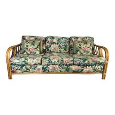 a couch that has some flowers on it