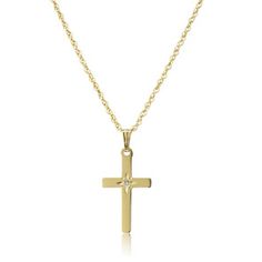 14k Yellow Gold Classic Solid Polished Diamond Accent Cross. A Beautiful, Classic, Timeless Design. All Our Diamond Suppliers Confirm That They Comply With The Kimberley Process To Ensure That Their Diamonds Are Conflict Free. Hand Crafted In The Usa. Pendant Is 3/4" Tall By 1/2" Wide. Item No. Bhe664 Fine Jewelry Yellow Gold Cross Necklace, Gold Cross Diamond Necklace In Fine Jewelry Style, Gold Cross Pendant Necklace With Diamond Accents, Gold Cross Diamond Necklace Fine Jewelry, Formal 14k Stamped Cross Pendant Necklace, Classic Gold Diamond Cross Necklace, Yellow Gold Cross Necklace Tarnish Resistant, Gold Cross Diamond Necklace For Anniversary, Yellow 14k Gold Fine Jewelry Necklace