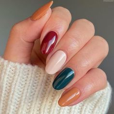 Multicolored Nails, Fancy Nail Art, Boho Nails, Simple Fall Nails, Nail Swag