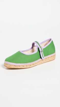 Naguisa Peonia Mary Jane Espadrilles | Shopbop Green Round Toe Espadrilles, Spring Espadrilles With Buckle Closure And Flat Heel, Spring Flat Heel Espadrilles With Buckle Closure, Casual Espadrilles With Ankle Strap And Buckle, Casual Espadrilles With Ankle Strap And Buckle Closure, Casual Flat Heel Espadrilles With Buckle Closure, Spring Buckle Closure Closed Toe Espadrilles, Spring Looks, Espadrille Shoes