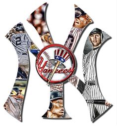 the new york yankees logo is made up of baseball players and their name on it