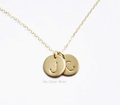 Gold Initial Necklace Personalized Necklace Gold by TheSilverWren Diamond Necklace Gift, Personalized Charm Necklace, Personalized Gold Necklace, Solitaire Pendant Necklace, Cultured Pearl Necklace, Diamond Solitaire Necklace, Dangle Necklaces, Initial Necklace Gold, White Gold Chains