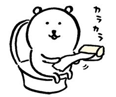 a black and white drawing of a bear brushing his teeth