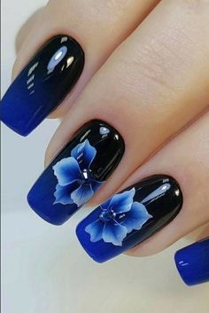 Rockabilly Nails, Hawaiian Nails, Elegant Touch Nails, Blue Nail Art Designs, Nails Arts, Blue Nail Art, Pretty Nail Art Designs, Floral Nail Art, Pretty Nail Art