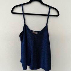 Sparkly Blue Tank Top From Urban Outfitters. Size M Blue V-neck Tank Top For Night Out, Blue V-neck Tank Top For Party, Trendy Blue Cami Tank Top, Blue Cami Tank Top For Day Out, Trendy Blue Tank Top For Night Out, Casual Blue Cami Top, Blue V-neck Top By Urban Outfitters, Chic Blue Tops From Urban Outfitters, Chic Blue Tank Top For Night Out